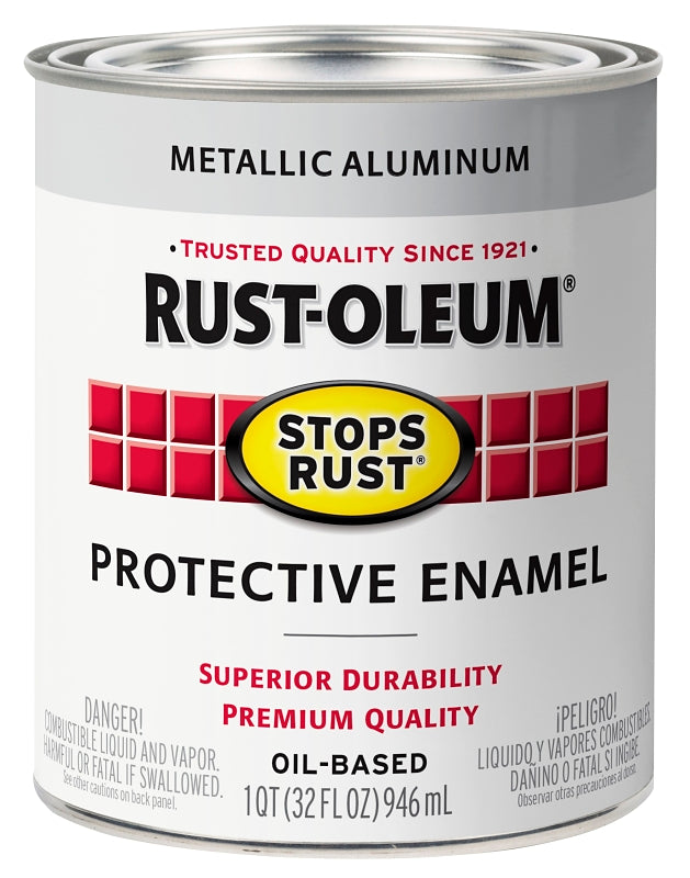 Rust-Oleum 353591 Rust Preventative Paint, Oil, Metallic, Aluminum, 1 qt, 80 to 175 sq-ft Coverage Area