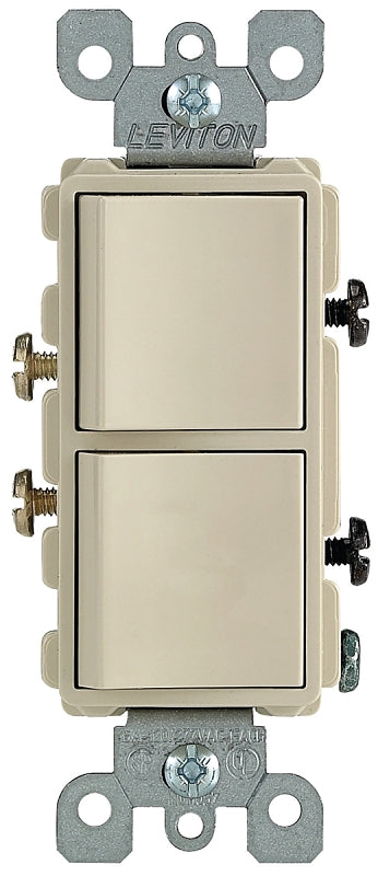 Leviton R51-05634-0IS Combination Switch, 15 A, 120/277 V, SPST, Lead Wire Terminal, Thermoplastic Housing Material