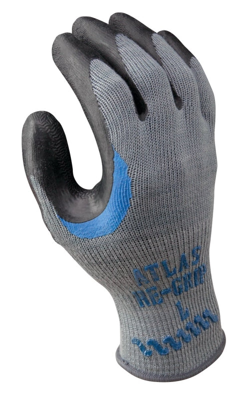 Showa 330S-07.RT Work Gloves, S, Reinforced Crotch Thumb, Knit Wrist Cuff, Natural Rubber Coating, Black/Gray