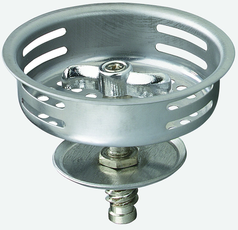 Plumb Pak PP820-34 Basket Strainer with Twist-N-Lock Post, Stainless Steel, For: Keeney 1433 Sink