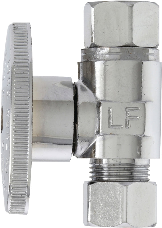 Plumb Pak PP2072LF/BG Straight Stop Supply Valve, 3/8 in Connection, Female Compression, Quarter-Turn Actuator