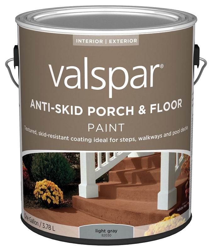 Valspar 024.0082030.007 Porch and Floor Paint, Light Gray, 1 gal, 100 sq-ft/gal Coverage Area