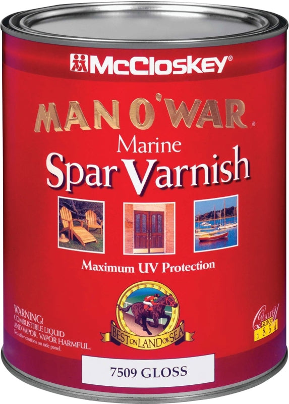 McCloskey Man O War 80-7509 080.0007509.005 Spar Varnish, Gloss, Clear, Liquid, 1 qt