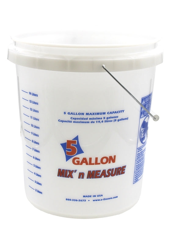 Leaktite 1123056 Multi-Purpose Pail with Handle, 5 gal Capacity, HDPE, Natural, Injection Molded No-Mark Grip Handle