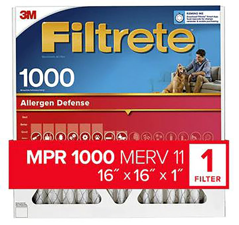 Filtrete AL16-4 Air Filter, 16 in L, 16 in W, 11 MERV, 1000 MPR, Polypropylene Frame