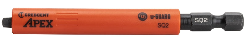 Crescent APEX u-GUARD CAUGB3BSQ2 Covered Impact Power Bit, #2 Drive, Square Drive, 1/4 in Shank, Hex Shank, Steel