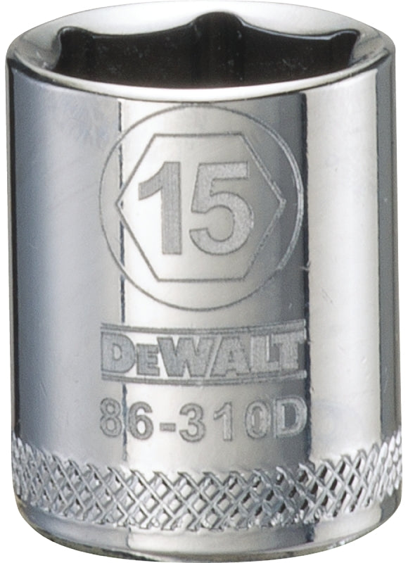 DeWALT DWMT86310OSP Hand Socket, 15 mm Socket, 3/8 in Drive, 6-Point, Vanadium Steel, Polished Chrome
