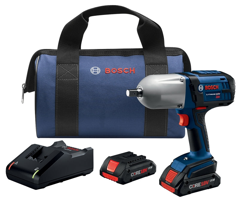 Bosch HTH181-B25 Impact Wrench Kit, Battery Included, 18 V, 4 Ah, 1/2 in Drive, Square Drive, 2100 ipm