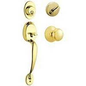 Schlage Plymouth Series F60PLY505XPLY605 Combination Lockset, Mechanical Lock, Knob Handle, Round Design, Bright Brass
