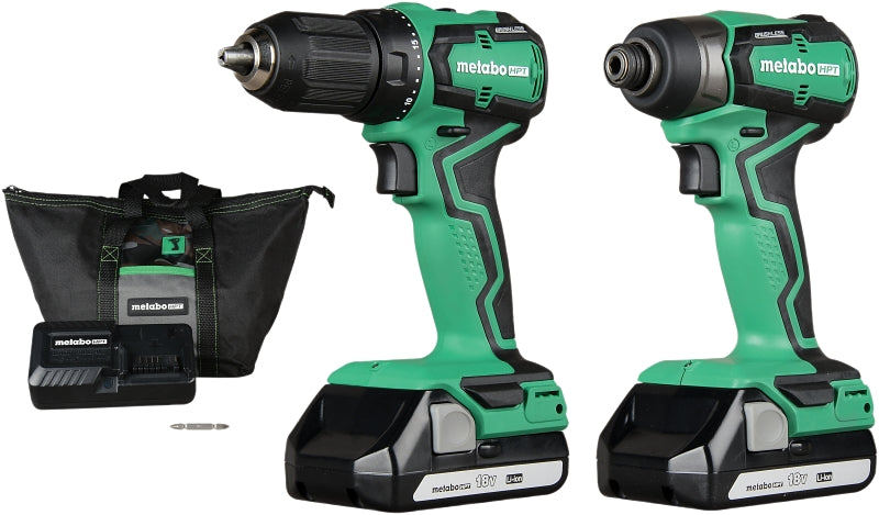 Metabo HPT KC18DDXM Sub-Compact Drill/Impact Driver Combo Kit, Battery Included, 18 V