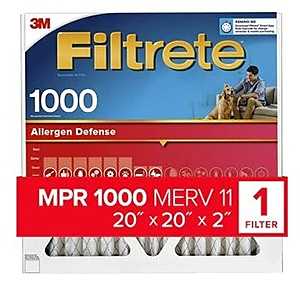 Filtrete Allergen Defense NADP02-2IN-4 Air Filter, 20 in L, 20 in W, 11 MERV, 1000 MPR, Polypropylene Frame