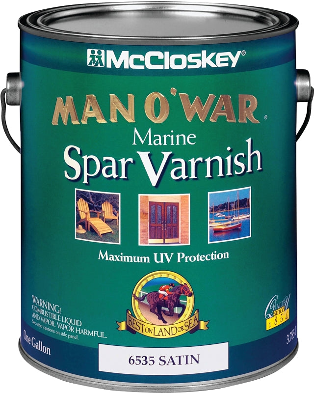 McCloskey Man O' War 080.0006535.007 Marine Spar Varnish, Satin, Clear, Liquid, 1 gal