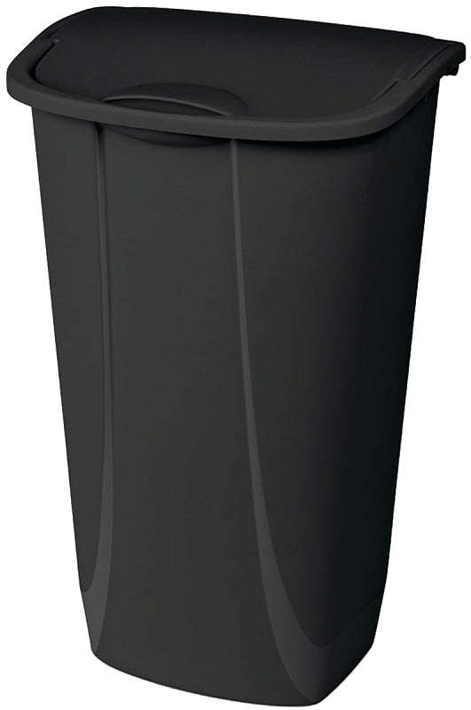 Sterilite 10759006 Wastebasket, 11.3 gal, Plastic, Black, Lift-Top Lid