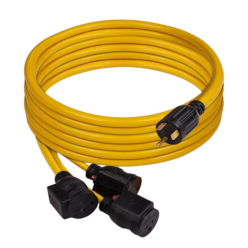 Firman Accessories Series 1101 Portable Power Cord, Male, Female, 10 ga Wire, 25 ft L, Plastic Sheath, Yellow Sheath