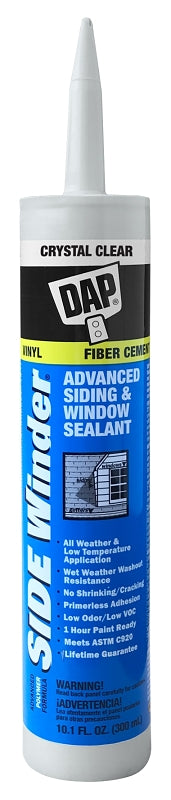 DAP 00816 Siding and Window Sealant, Clear, 5 to 7 days Curing, 20 to 140 deg F, 10.1 oz Cartridge