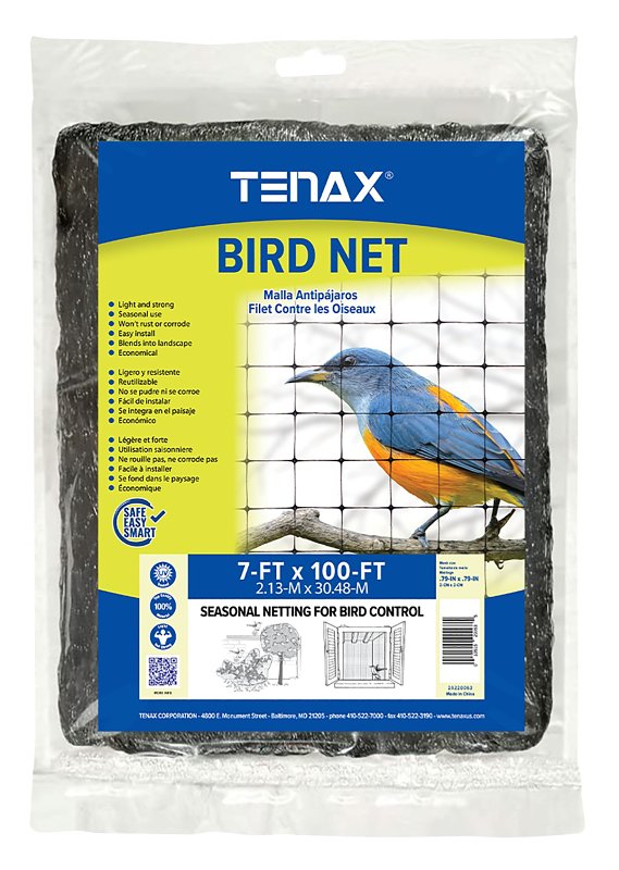 Tenax 2A220063 Protective Netting, 100 ft L, 7 ft W, Square Mesh, 3/4 in Mesh, Polypropylene, Black