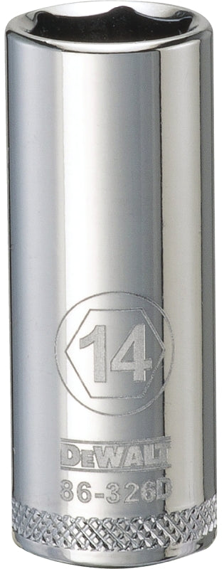 DeWALT DWMT86326OSP Drive Socket, 14 mm Socket, 3/8 in Drive, 6-Point, Vanadium Steel, Polished Chrome