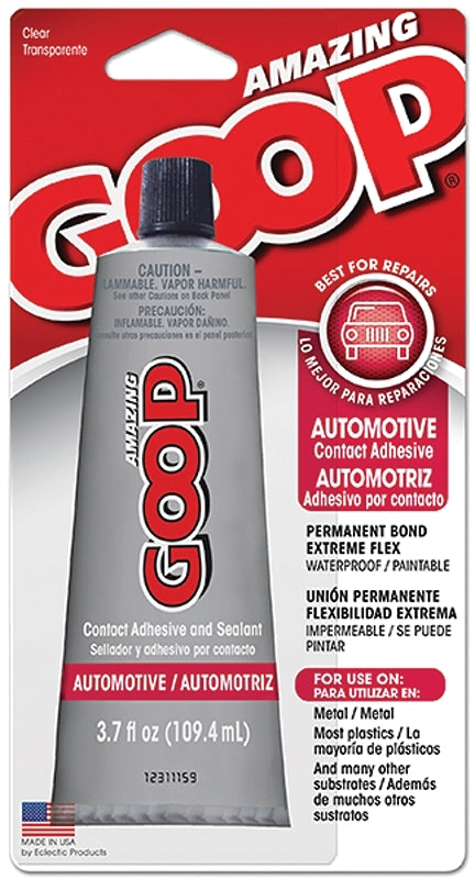 Amazing Goop 160012 Automotive Adhesive, Liquid, Clear, 3.7 oz, Tube