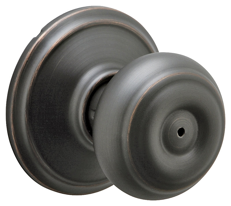 Schlage Georgian Series F40VGEO716 Privacy Lockset, Round Design, Knob Handle, Aged Bronze, Metal, Interior Locking