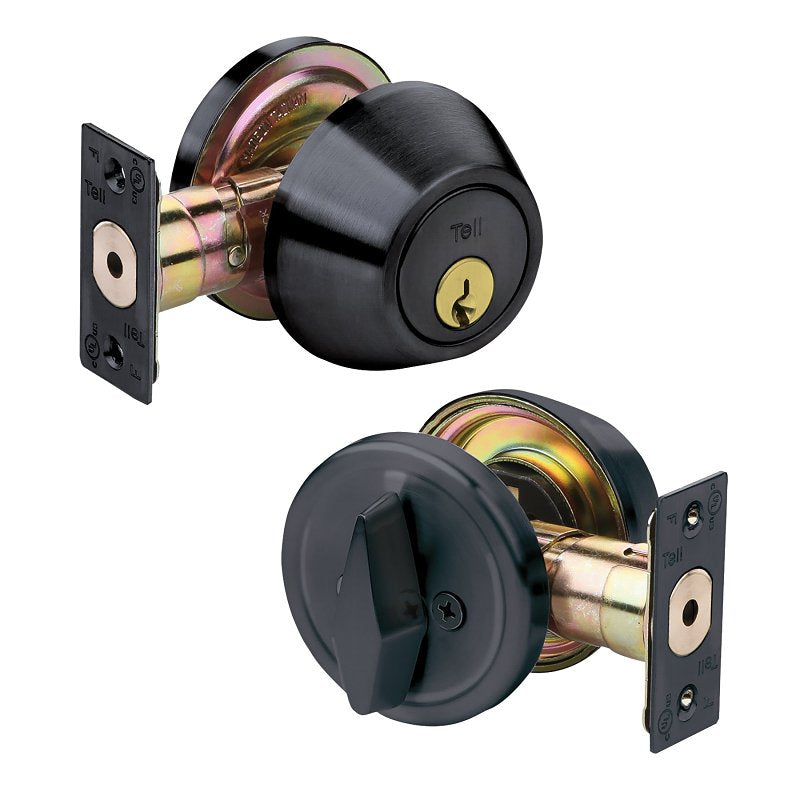 Tell Manufacturing DB2000 Series CL102906 Deadbolt, 2 Grade, Keyed Different Key, Steel, Matte Black, C Keyway