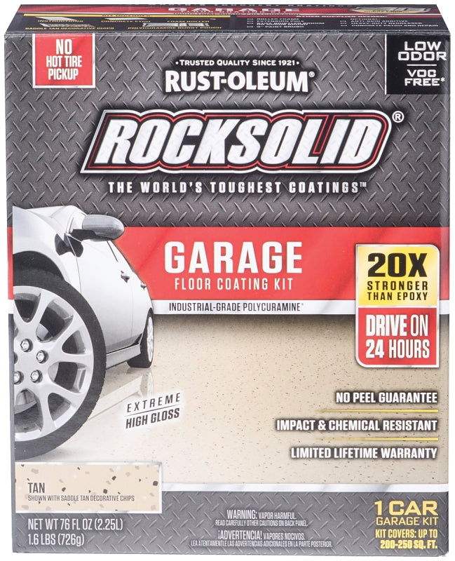 RUST-OLEUM ROCKSOLID 60007 Floor Coating Kit, High-Gloss, Tan, 76 oz