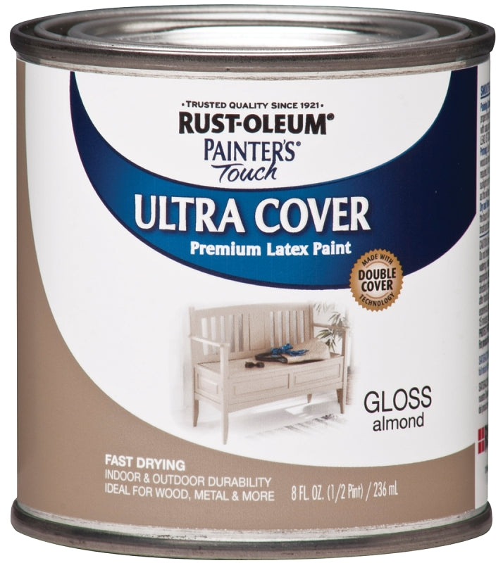 Rust-Oleum 1994730 Enamel Paint, Water, Gloss, Almond, 0.5 pt, Can, 120 sq-ft Coverage Area