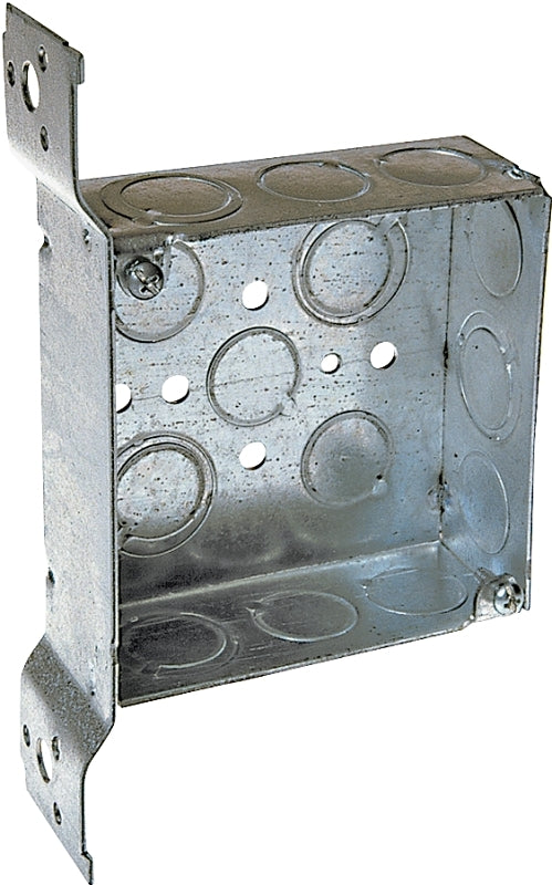 Raco 8196 Electrical Box, 2-Gang, 14-Knockout, Steel, Gray, Galvanized, FM Bracket