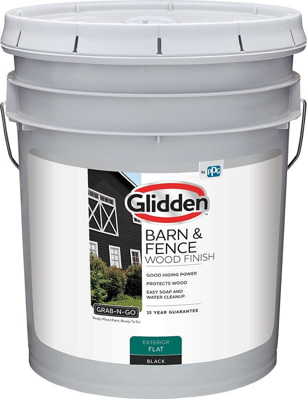 PPG GLBFEX10BL05 Exterior Latex, Flat, Black, Liquid, 5 gal