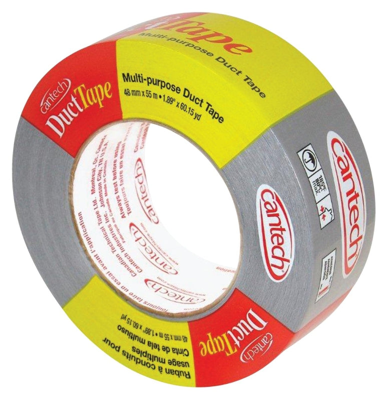 Cantech 395 Series 395-21 Duct Tape, 55 m L, 48 mm W, Polyethylene Backing, Gray