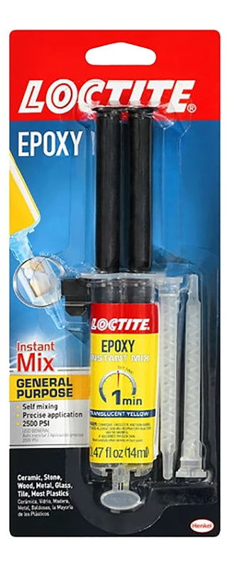 Loctite INSTANT MIX 1366072 Epoxy, Colorless/Light Yellow, Liquid, 0.47 fl-oz Carded