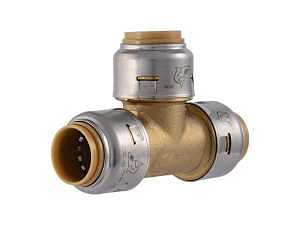 SharkBite Max UR362A Pipe Tee, 1/2 x 1/2 x 1/2 in, PTC x PTC x PTC, Brass, 250 psi Pressure