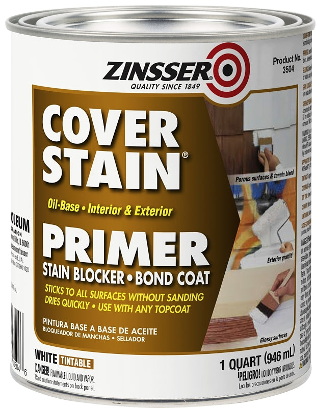 Zinsser 03504 Primer, Flat/Matte, White, 1 qt