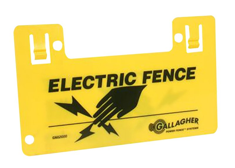 Gallagher G602404 Warning Sign, ELECTRIC FENCE, Black Legend, Yellow Background, 9-1/2 in L, 5-1/2 in W