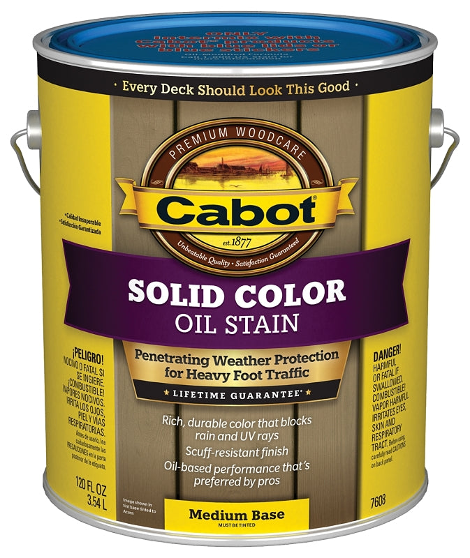 Cabot 140.0007608.007 Decking Stain, Opaque, Medium Base, Liquid, 1 gal