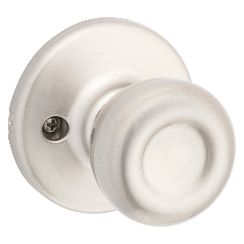 Kwikset 488T-15 CP Dummy Door Knob, 1-7/8 in Dia Knob, Satin Nickel