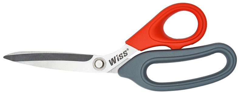 Crescent Wiss W812S Household Scissor, 8-1/2 in OAL, 3-1/2 in L Cut, Stainless Steel Blade, Gray/Red Handle