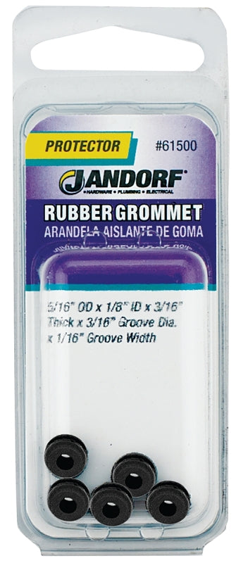 Jandorf 61500 Grommet, Rubber, Black, 3/16 in Thick Panel