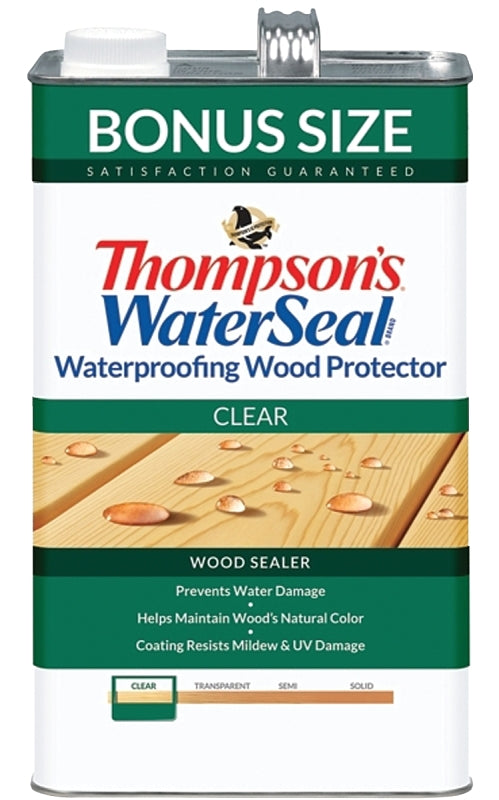 Thompson's WaterSeal TH.090001-03 Wood Sealer, Transparent, Liquid, Clear, 1.2 gal