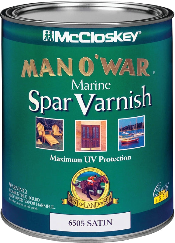 McCloskey Man O' War 080.0006505.005 Marine Spar Varnish, Satin, Clear, Liquid, 1 qt