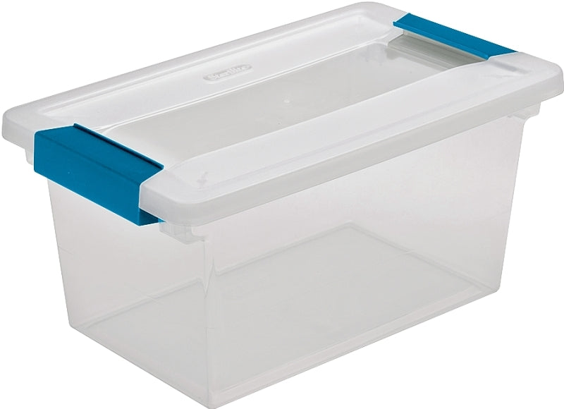 Sterilite 19628604 Clip Box, Plastic, Blue Aquarium/Clear, 11 in L, 6-5/8 in W, 5-3/8 in H