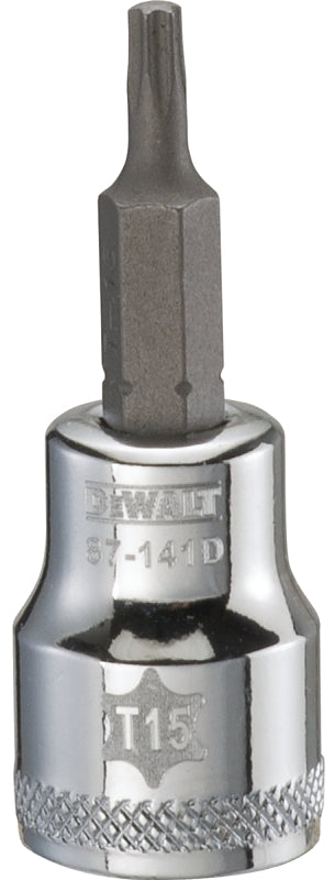 DeWALT DWMT87141OSP Torx Bit Socket, T15 Tip, 3/8 in Drive, Polished Chrome Vanadium