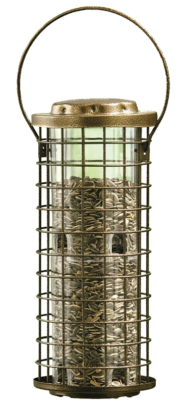 Perky-Pet 114 Squirrel Stumper Feeder, Metal/Plastic, Clear, Antique Gold, Hanging Mounting