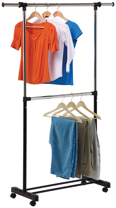 Honey-Can-Do GAR-01767 Expandable Garment Rack, 60 in W, 73 in H, Steel, Black