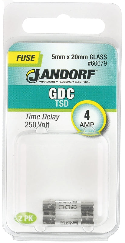 Jandorf 60679 Time Delay Fuse, 4 A, 250 V, 40 A Interrupt, Glass Body