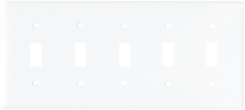 Arrow Hart 2155W-BOX Wallplate, 4-1/2 in L, 10 in W, 5-Gang, Thermoset, White