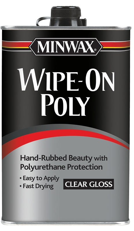 Minwax 40900000 Wipe-On Polyurethane, Gloss, Liquid, Clear, 1 pt, Can