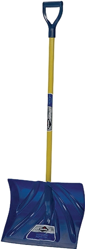 Garant YPM18FKDU Snow Shovel, 18 in W Blade, 13-1/2 in L Blade, Polyethylene Blade, Fiberglass Handle, 51 in OAL, Blue