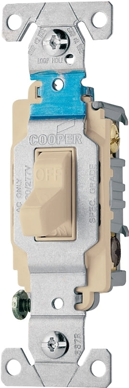 Eaton Wiring Devices CS315V Series Toggle Switch, Ivory, 15 A, 120/277 V, 3-Position, Screw Terminal