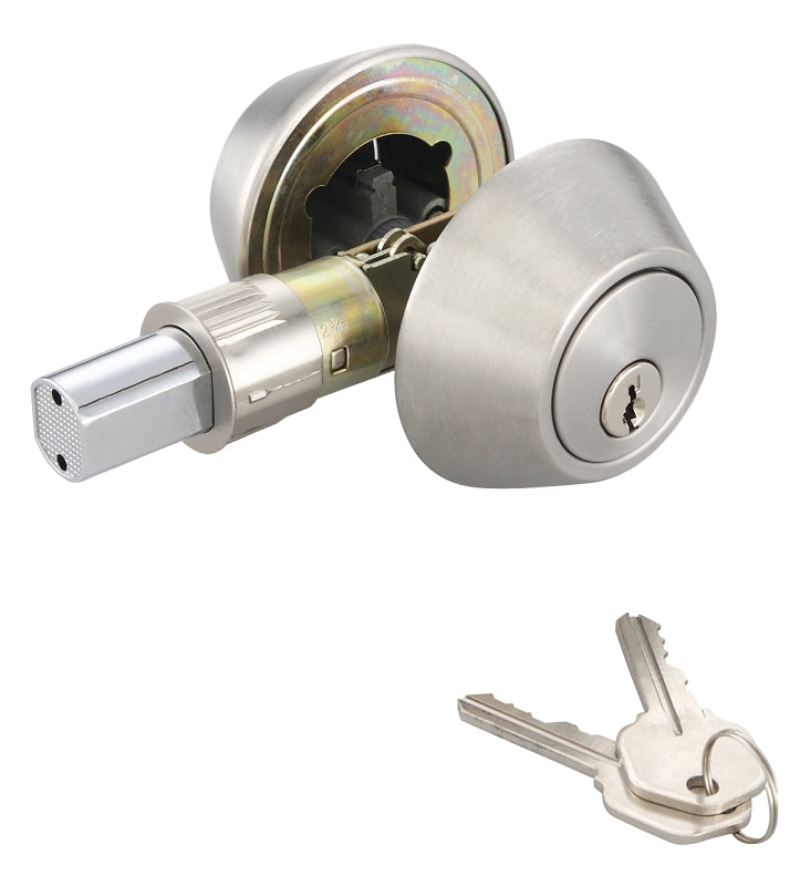 ProSource T-D102SS Deadbolt, 3 Grade, Stainless Steel, 2-3/8 to 2-3/4 in Backset, KW1 Keyway