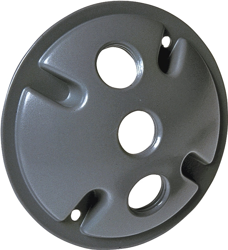 Hubbell 5197-0 Cluster Cover, 4-1/8 in Dia, 4-1/8 in W, Round, Aluminum, Gray, Powder-Coated